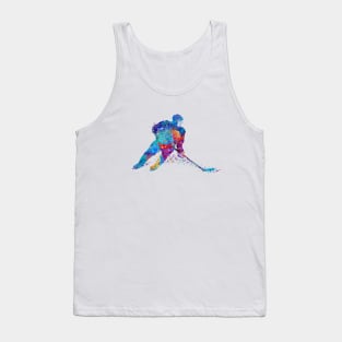 Ice Hockey Player Girl Watercolor Silhouette Tank Top